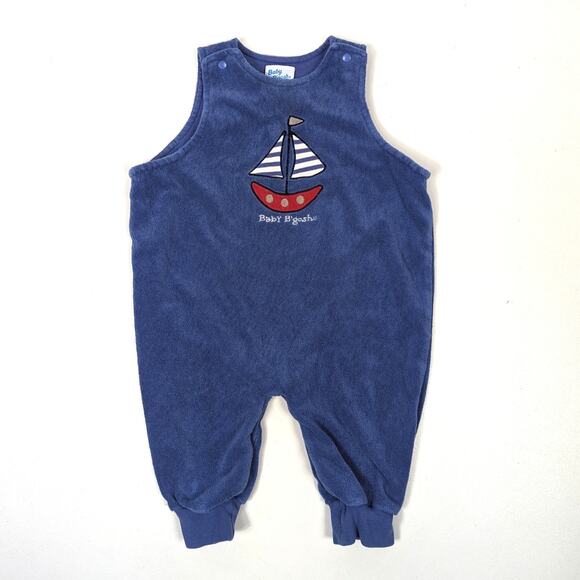 Vintage Baby Bgosh Romper Boys Size 6-9m Terry Sailboat Jumpsuit - Picture 1 of 6